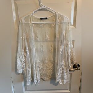 Youarenotalone White See-Through Cardigan